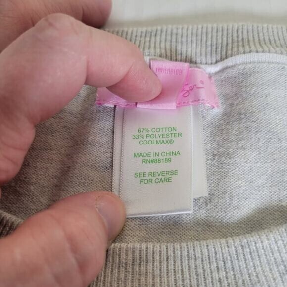 Lily Pulitzer 3/4 Sleeve Pullover Crochet Edge Tassel Oversize Sweater Size L - Picture 3 of 9